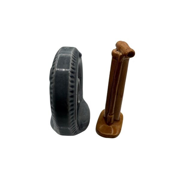 Vintage Ceramic Tire & Pump Salt and Pepper Shaker Set - Picture 2 of 5